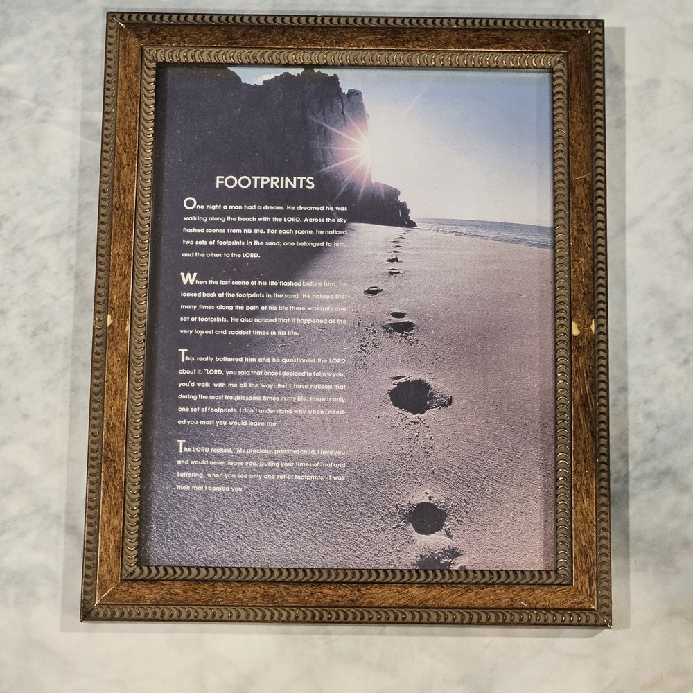 Footprints in the Sand Poem Framedโ Wall Art Christian Religious Decor